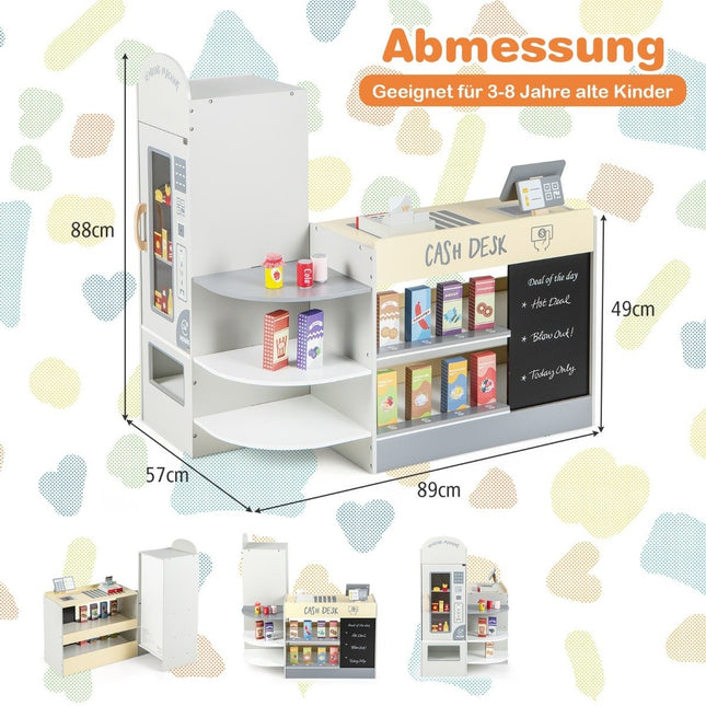 Kids Supermarket Playset with Cash Register & Chalkboard