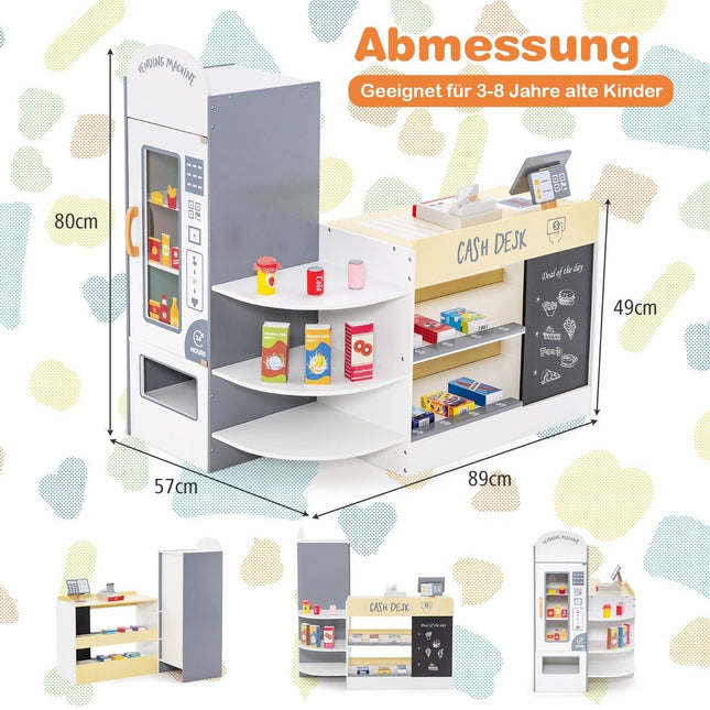 Kids Supermarket Playset with Cash Register & Chalkboard