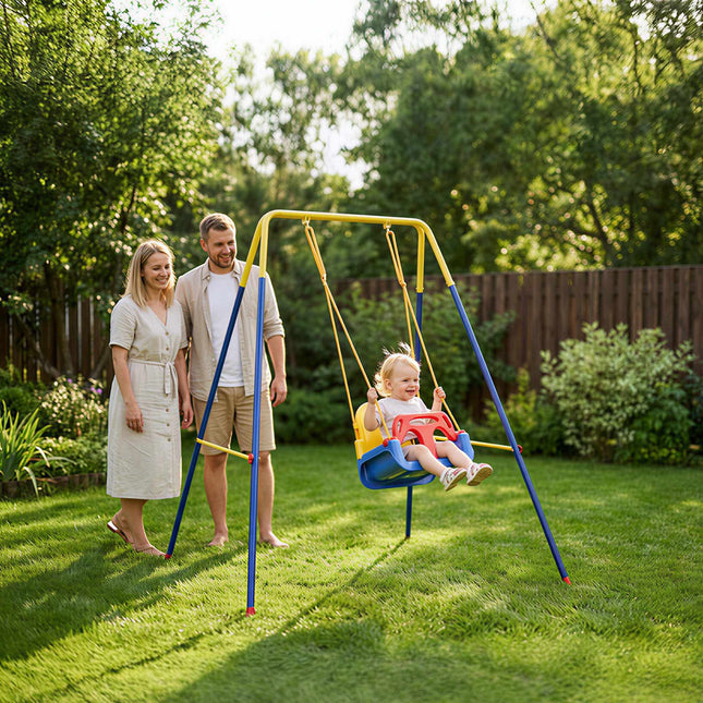 Kids Swing Frame, Foldable Steel, Indoor/Outdoor Use