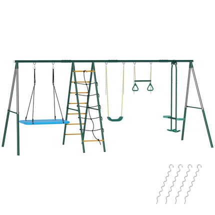 Kids Swing Set with Nest, Glider & Adjustable Ropes