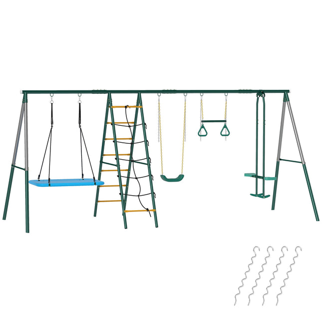 Kids Swing Set with Nest, Glider & Adjustable Ropes