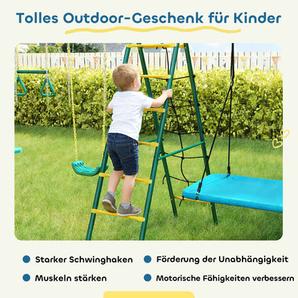 Kids Swing Set with Nest, Glider & Adjustable Ropes