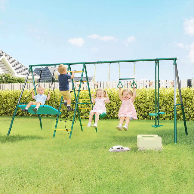 Kids Swing Set with Nest, Glider & Adjustable Ropes