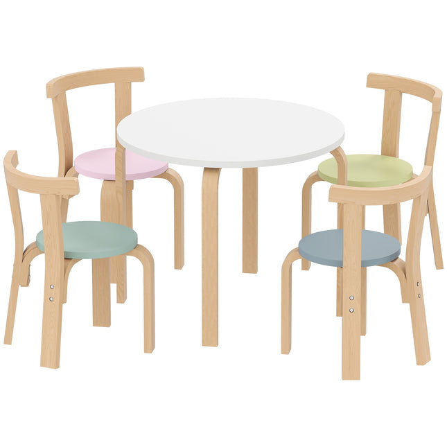 Kids Table & Chair Set, 5-Piece, Colorful Solid Wood