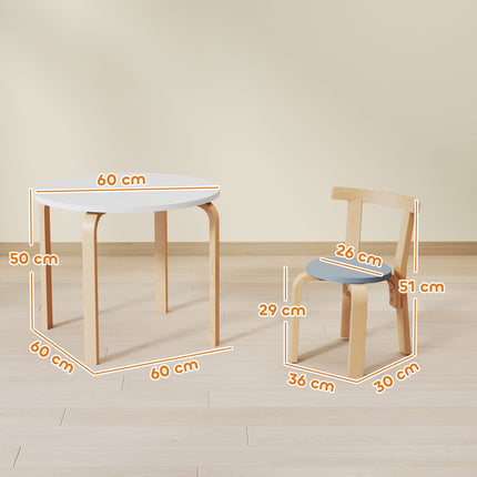 Kids Table & Chair Set, 5-Piece, Colorful Solid Wood