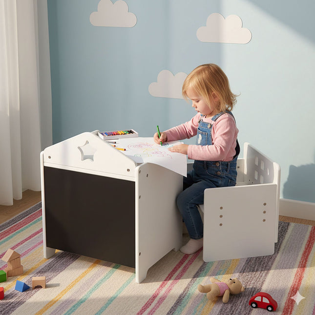 Kids Table & Chair Set with Chalkboard Surface