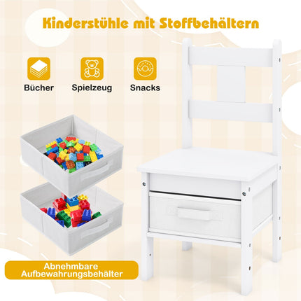 Kids Table Set with Cat House, 2 Chairs, Storage Boxes