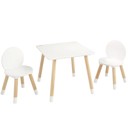 Kids Table and 2 Chairs Set, Pine Wood, Ages 2-8