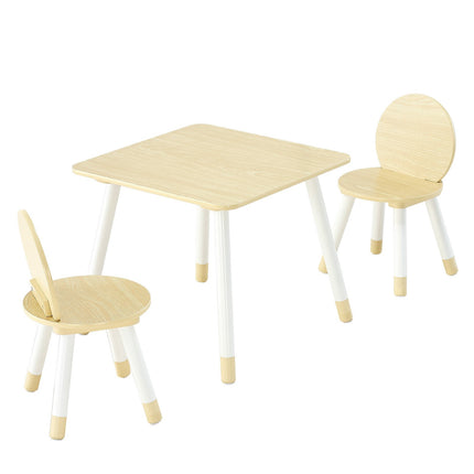 Kids Table and 2 Chairs Set, Wooden, Rounded Edges