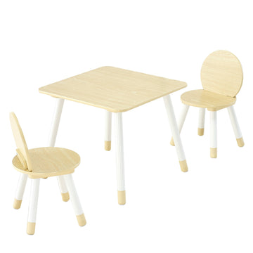 Kids Table and 2 Chairs Set, Wooden, Rounded Edges