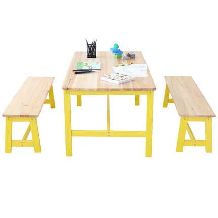 Kids Table and Bench Set, Cedar Wood, Set of 3