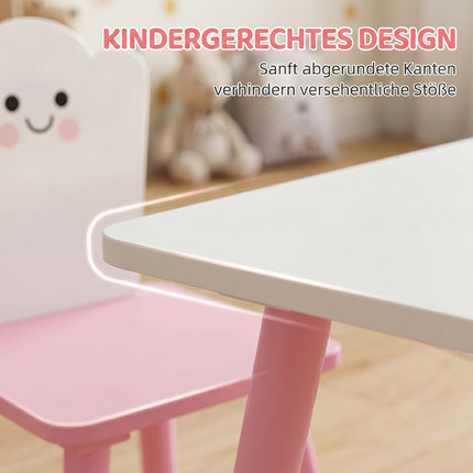 Kids Table and Chair Set, 3-Piece, Pink and White