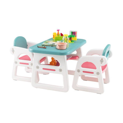 Kids Table and Chair Set, 3-Piece, Storage Shelf, Ages 1-5