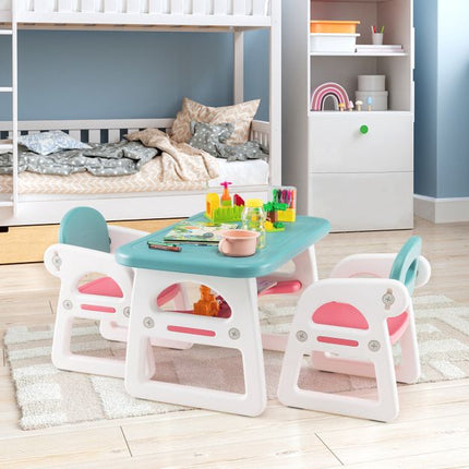 Kids Table and Chair Set, 3-Piece, Storage Shelf, Ages 1-5