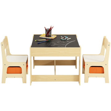Kids Table and Chair Set, Wooden, Storage Boxes, Ages 2-8