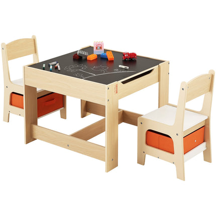 Kids Table and Chair Set, Wooden, Storage Boxes, Ages 2-8