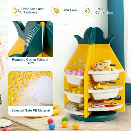 Kids Toy Storage Organizer – 360 Rotating, 8 Bins