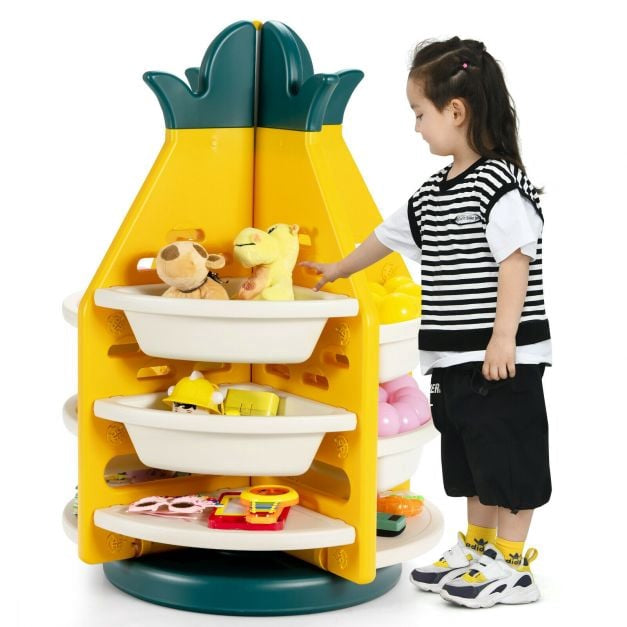 Kids Toy Storage Organizer – 360 Rotating, 8 Bins