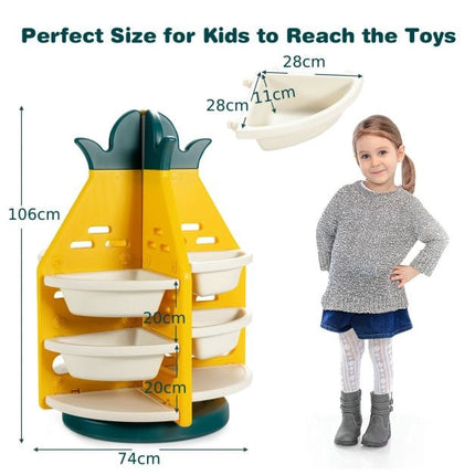 Kids Toy Storage Organizer – 360 Rotating, 8 Bins