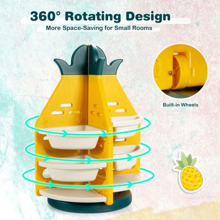 Kids Toy Storage Organizer – 360 Rotating, 8 Bins