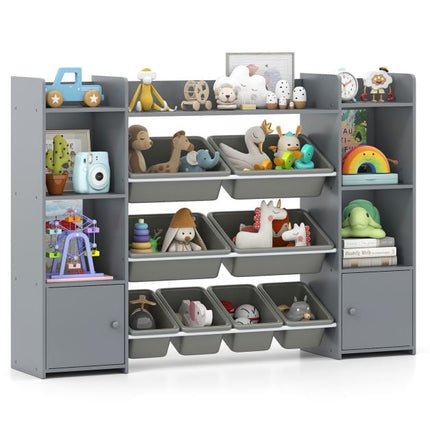 Kids Toy Storage Organizer, 4-Tier, 8 Bins, Grey