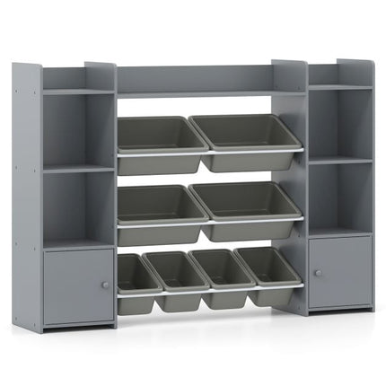 Kids Toy Storage Organizer, 4-Tier, 8 Bins, Grey