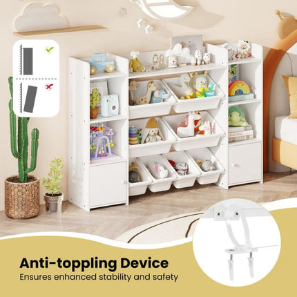 Kids Toy Storage Organizer, 4-Tier, 8 Bins, White