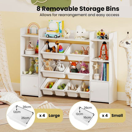 Kids Toy Storage Organizer, 4-Tier, 8 Bins, White
