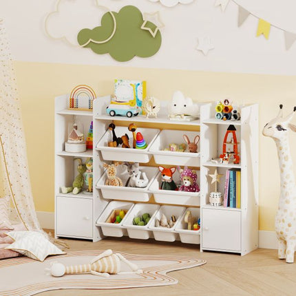 Kids Toy Storage Organizer, 4-Tier, 8 Bins, White