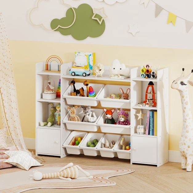 Kids Toy Storage Organizer, 4-Tier, 8 Bins, White