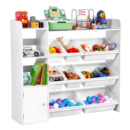 Kids Toy Storage Organizer, 4-Tier, 8 Bins, White
