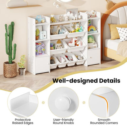 Kids Toy Storage Organizer, 4-Tier, 8 Bins, White