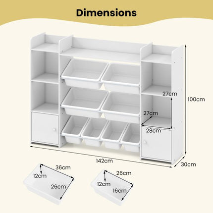 Kids Toy Storage Organizer, 4-Tier, 8 Bins, White