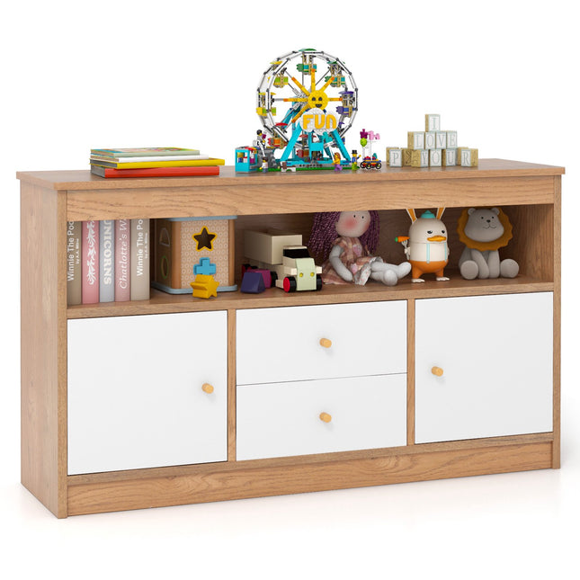 Kids Toy Storage Organizer with 2 Drawers, 2 Cabinets