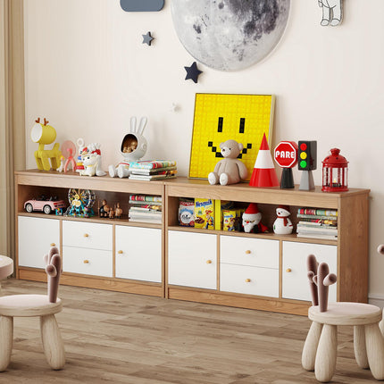 Kids Toy Storage Organizer with 2 Drawers, 2 Cabinets