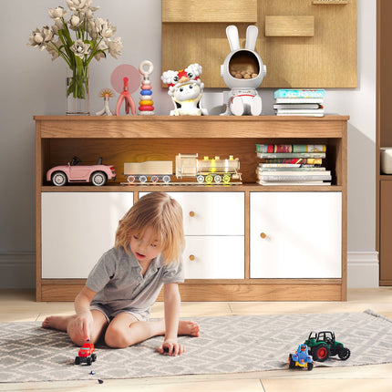 Kids Toy Storage Organizer with 2 Drawers, 2 Cabinets