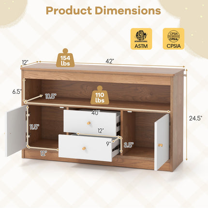 Kids Toy Storage Organizer with 2 Drawers, 2 Cabinets