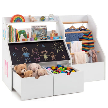 Kids Toy Storage Organizer with Blackboard & Wheels