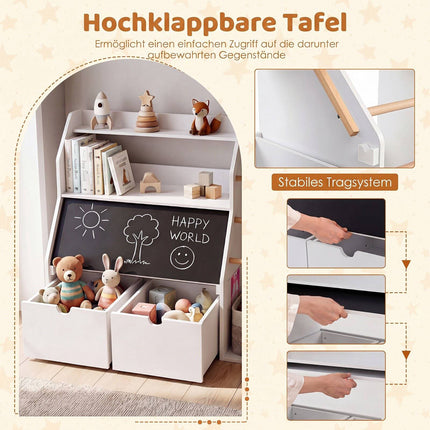 Kids Toy Storage Organizer with Blackboard & Wheels