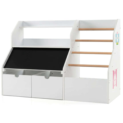 Kids Toy Storage Organizer with Blackboard & Wheels