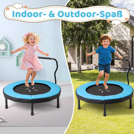 Kids Trampoline with Handle, 102 cm, 100 kg Capacity, Blue
