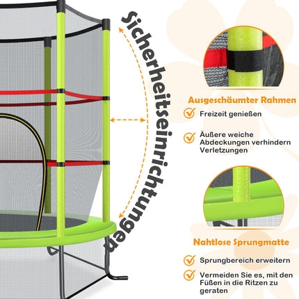 Kids Trampoline with Safety Net, 165cm, 135kg Capacity