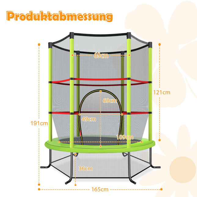 Kids Trampoline with Safety Net, 165cm, 135kg Capacity