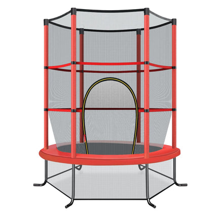 Kids Trampoline with Safety Net, 165cm, 135kg Capacity, Red
