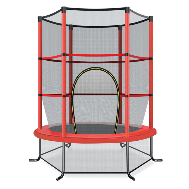 Kids Trampoline with Safety Net, 165cm, 135kg Capacity, Red