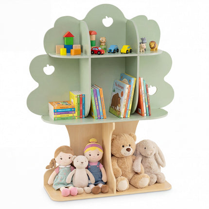 Kids Tree Bookshelf, 45-Inch Tall, 8-Cubby, Green