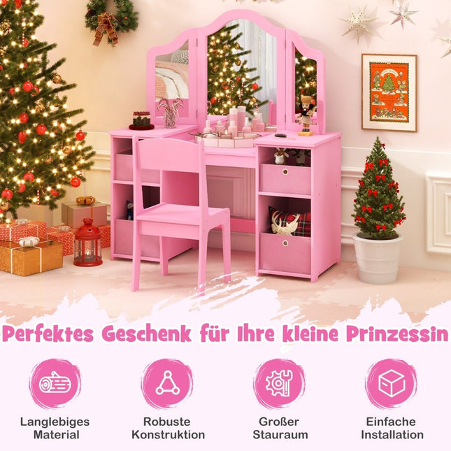 Kids Vanity & Desk Set, 2-in-1 with Removable Mirror