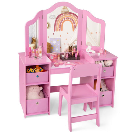 Kids Vanity & Desk Set, 2-in-1 with Removable Mirror