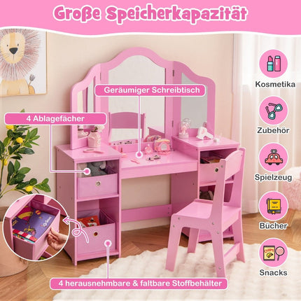 Kids Vanity & Desk Set, 2-in-1 with Removable Mirror