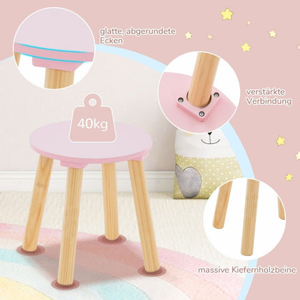 Kids Vanity & Desk Set with Removable Mirror, Pink